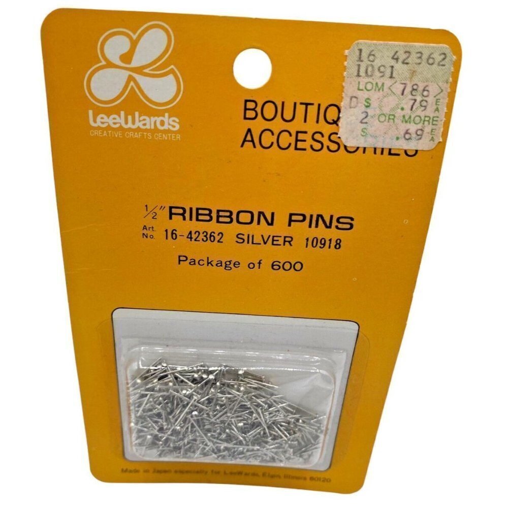Lee Wards New NOS Vintage 1/2 Inch Ribbon Pins Pkg 600 Silver Tone 10918 Japan